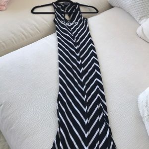 Sexy striped Bebe Maxi Dress Black White Booty
